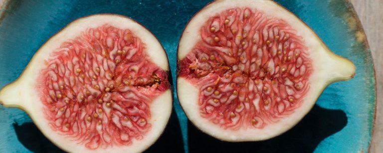 Gezielter Nährstoffschub: Gesunde Feigenhälfte, reich an Ballaststoffen und Vitaminen, perfekt für Fitness-Ernährung.