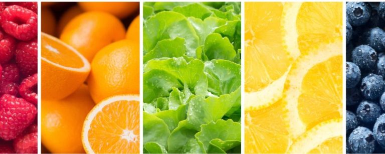 Gesunder Mix aus Beeren, Orangen, Salat und Zitronen für Ihre Fitnessernährung.