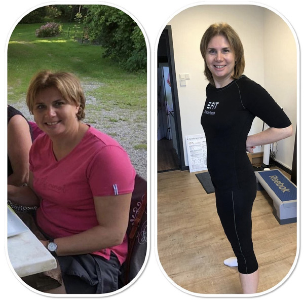 Vorher-Nachher-Fitness-Vergleich einer Frau: Gewichtsverlust durch Ernährung und Training.