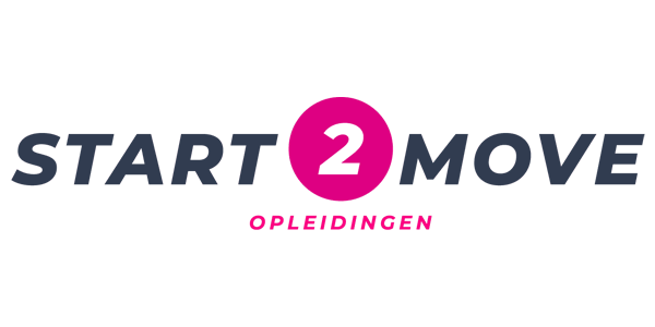 Logo Start 2 Move Ausbildungen für Fitness und Ernährung. Der Schriftzug zeigt 'Start 2 Move' mit der pinken '2' im Kreis, symbolisch für Trainings und Schulungen.